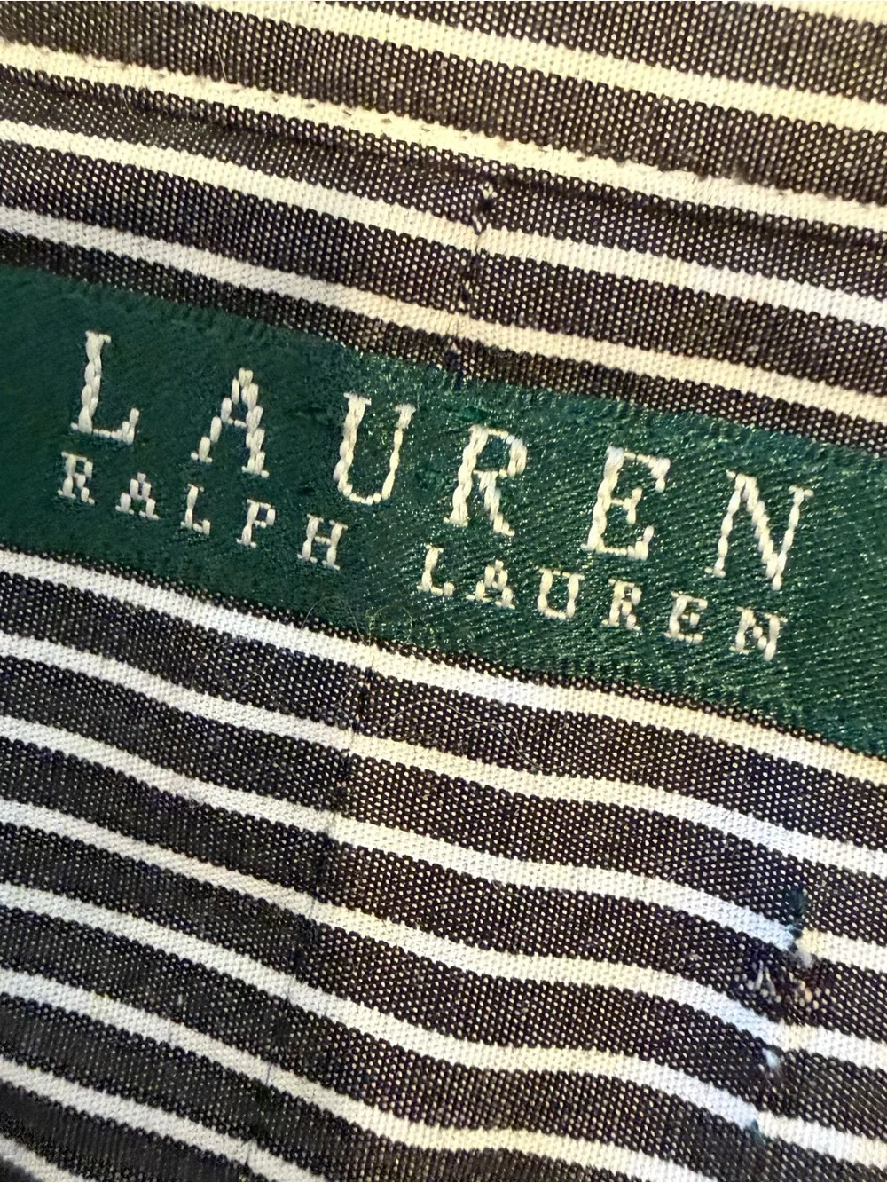 Lauren Ralph Lauren Women’s Button Down Shirt Black White Stripe Sz L